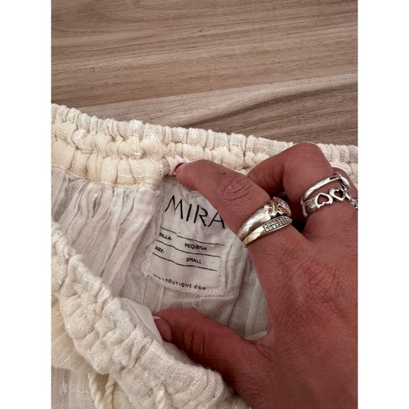 Mira Boutique Ivory Cotton Lace Tiered Boho Maxi Skirt chic Tassel Drawstring a3 - Picture 3 of 6